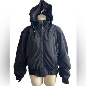 Athleta JetSet Bomber Black Womens Jacket Asymmetric Hem Slit Sides Size S